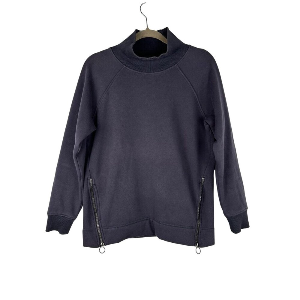 Athleta Women’s Small Cozy Karma High Neck Faux Lined Sweater Zip Sides Pockets